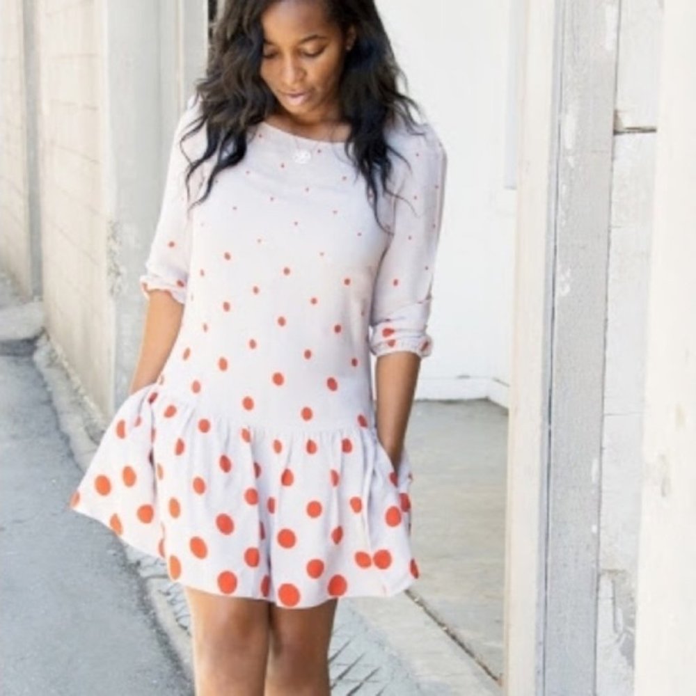 {Anthropologie} Meadow Rue Orange Polka Dot Dress